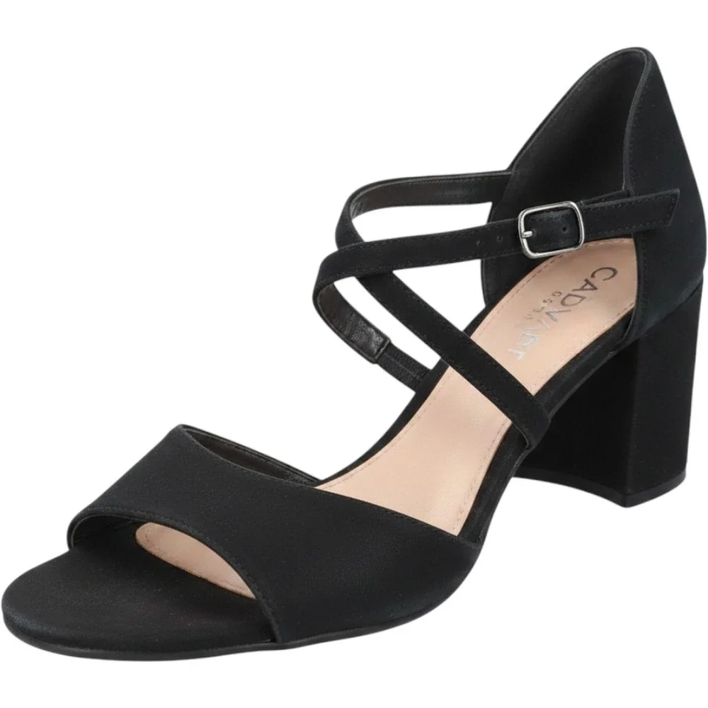 Eileen Fisher Womens Black Suede Block Heel Ankle Strap Sandals Size 11